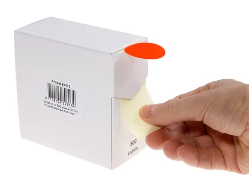 Etiket Rillprint 35mm 500st op rol fluor rood