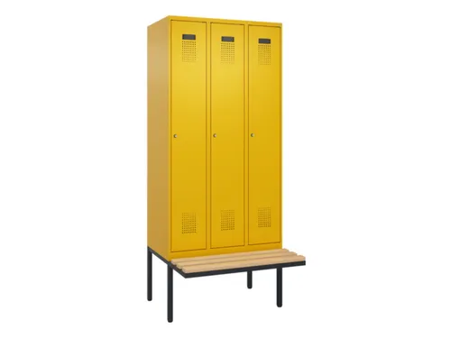 locker met bank,HxBxD 2120x900x815mm,3vak,vak B 300mm,cilinderslot