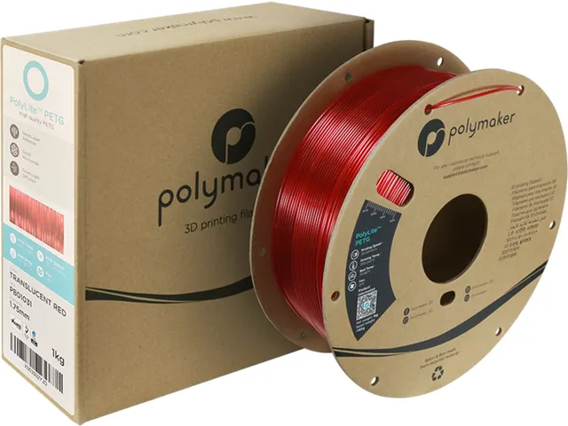 Polymaker PolyLite PETG filament 1,75 mm Translucent Rood 1kg