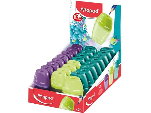 Puntenslijper Maped Shaker 1-gaats display à 25 stuks assorti