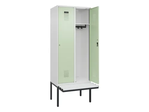 locker met bank,HxBxD 2120x800x815mm,2vak,vak B 400mm,cilinderslot