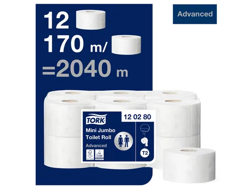 Toiletpapier Tork T2 120280 Advanced 2-laags 170m Mini Jumbo