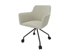 Bezoekersstoel 4-Voet/4Wielen Ronde Buis Donkergrijs Beige