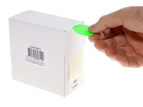 Etiketten Op Rol 35mm Fluor Groen Met Dispenser 500 Stuks