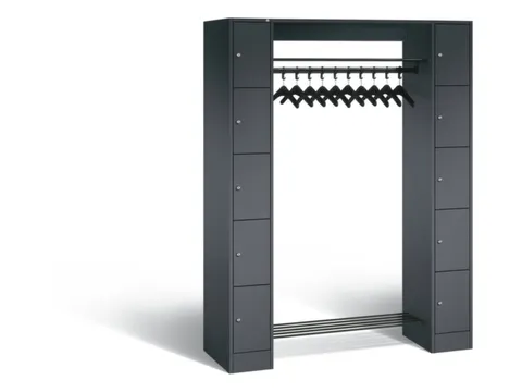 locker met kapstok,HxBxD 1950x1430x480mm,romp RAL7021,front RAL7021