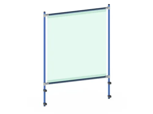 anti-speekselscherm,pvc-folie,glashelder,frame staal RAL5007