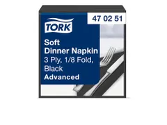 Tork 470251 Soft Dinnerservet 3-laags zwart 39x39cm