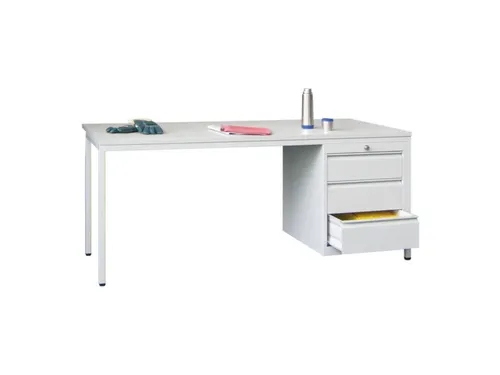 Werkplaatsbureau 1700x800x720mm 3laden Rechts Ral7035 Front Ral7035
