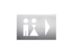 wandbord,wc dames/heren,pijl rechts,RVS,zelfklevend,HxB 160x235mm