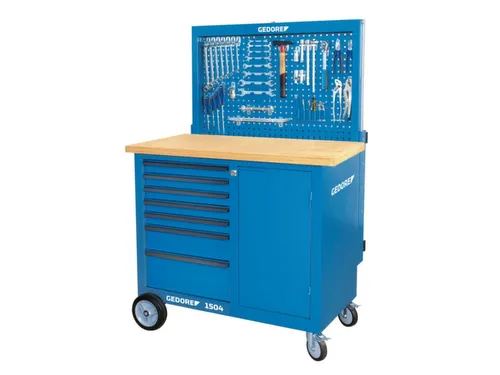 BR 1504 0511 L Werkbank met rollen en achterwand