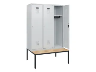 locker met bank,HxBxD 1950x1200x815mm,3vak,vak B 400mm,cilinderslot - 1