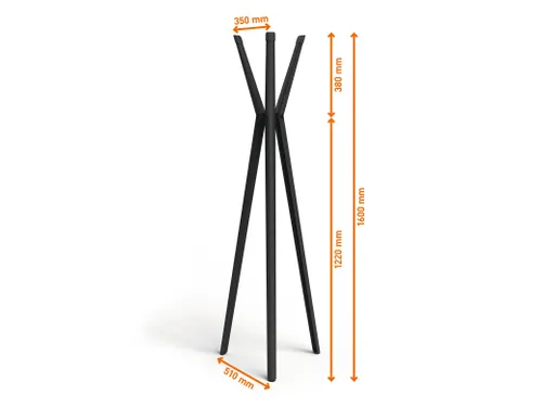 Kapstok DURASTORE 6 haken aluminium zwart 160cm