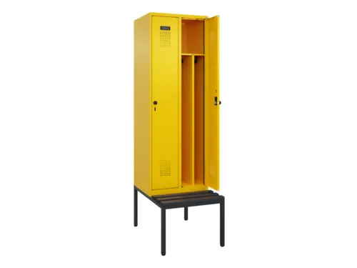 locker met bank,voor scheiding van kleding,HxBxD 2120x600x815mm,2vak