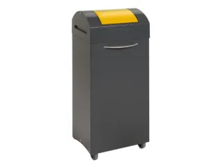Afvalbak 75 Liter 840x380x320mm Plaatstaal 2 Wielen Klep Geel - 1