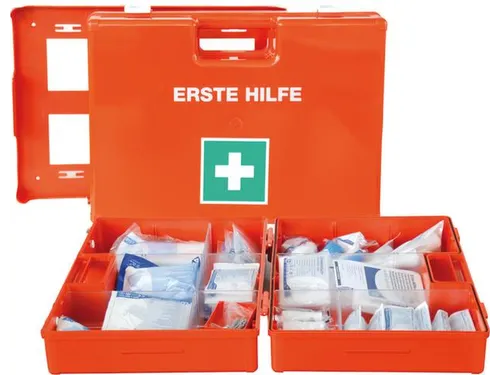 verbandkoffer,DIN 13169,ABS oranje,m. wandhouder
