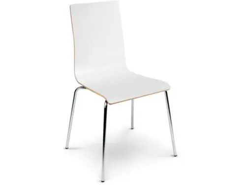 Houten Kuipstoel Frame V. Staalbuis Zitschaal Laminaat Wit 4 Stuks