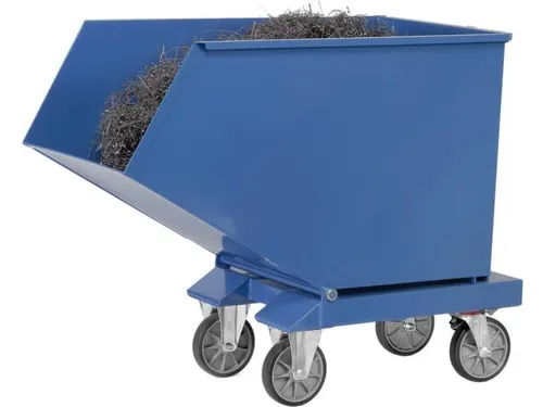 Bakwagen Met Wielen Met Vorksloffen Inhoud 400ltr Blauw Ral 5007