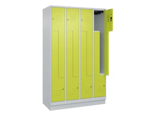 Z-garderobekast,HxBxD 1950x1200x500mm,vak B 150/300mm,cil.-slot,sokkel