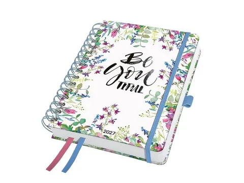 Spiraal-agenda Inspire A5 2027 (NL/FR/ EN/DU) Flower Parade hardcover