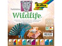 Vouwblaadjes Folia 80gr 15x15cm 50 vel 2-zijdig 10 wildlife designs