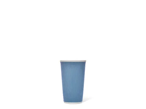 Beker porselein Les Artistes Paris 450ml met siliconen grip ribbel Blu