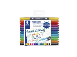 Brushpen Staedtler 3004 lettering duo 0.5-6mm blister à 12st ass - 1