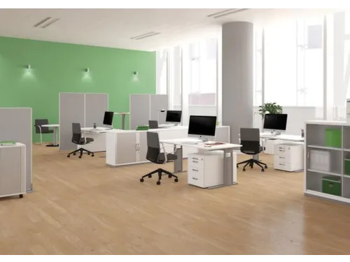 Bureau C-Poot Hxbxd 680-800x1800x800mm Decor Lichtgrijs Zilverkleurig