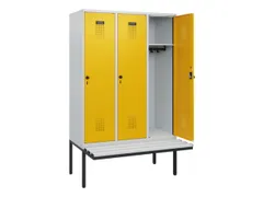 locker met bank,HxBxD 1950x1200x815mm,3vak,vak B 400mm,draaigrendel