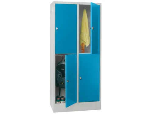 lockerkast,HxBxD 1850x800x500mm,2x2vakken,RAL7035,front RAL5012