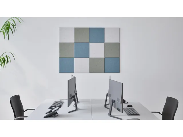 Akoestische PET-vilt wandtegels 30x30cm Combi Blauw 12 Stuks