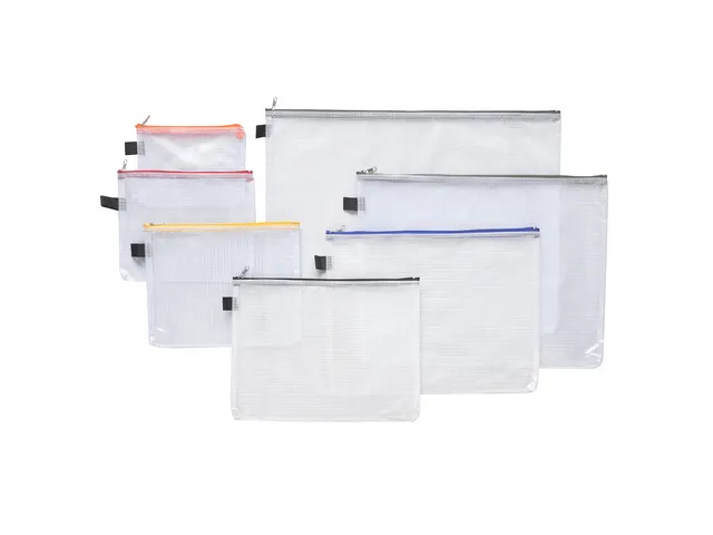 Trousse Foldersys A3 PVC transparent avec fermeture éclair grise
