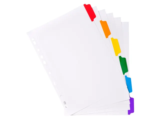Tabblad Karton 160 Gram A4 index 6 tabs wit