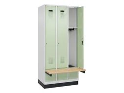 locker met bank,HxBxD 1950x900x815mm,3vak,vak B 300mm,cilinderslot