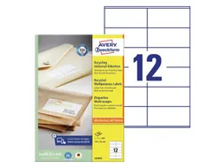 Etiket Avery Zweckform LR3424 105x48mm recycled Wit 1200 stuks