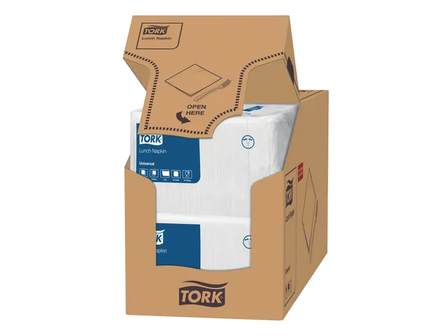Lunchservet Tork 1-laags 33x33 500st wit 509300