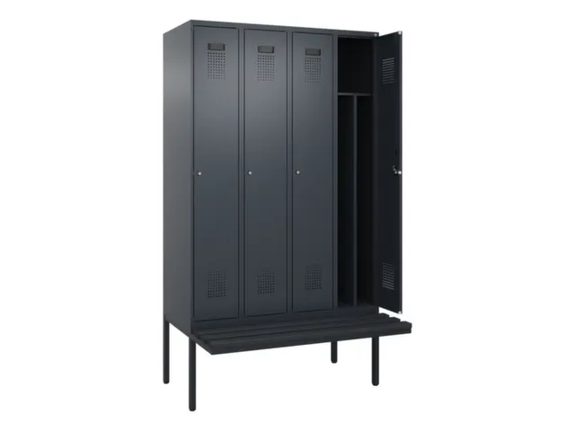 locker met bank,voor scheiding van kleding,HxBxD 2120x1200x815mm,4vak