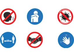 Veiligheidssticker 6 Pictogrammen Omgangsregels 100x50cm