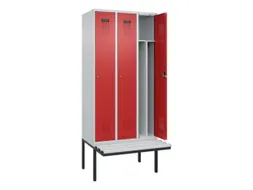 locker met bank,voor scheiding van kleding,HxBxD 2120x900x815mm,3vak