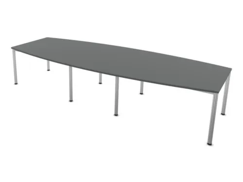 vergadertafel,HxBxD 740x3600x1400mm,vatvormig,MS-donkergrijs