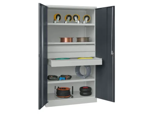 systeemkast,HxBxD 1950x1040x630mm,3xStalen bodem,RAL7035,front RAL7016