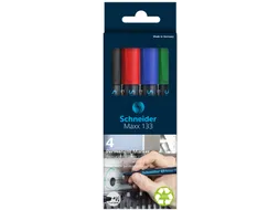 Permanent marker Schneider Maxx 133 schuin 1-4mm assorti 4 stuks