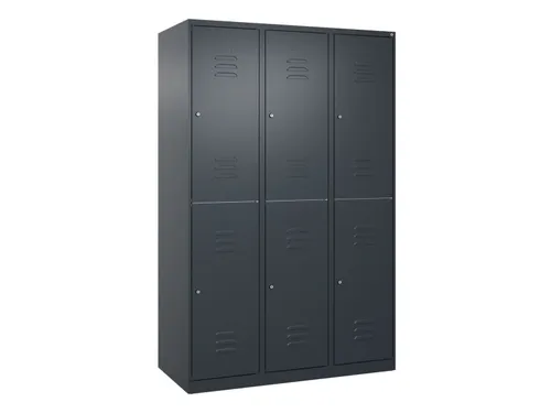 dubbeldekse locker,HxBxD 1850x1200x500mm,3x2vak.,vak B 400mm,cil.-slot