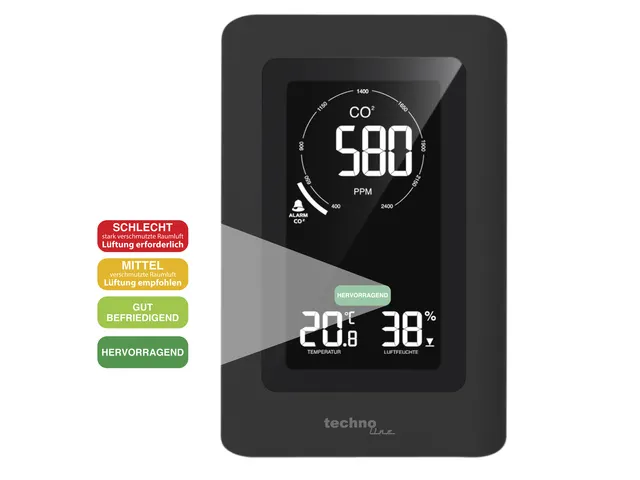 CO2-meter Technoline WL 1030 94x145x50mm zwart