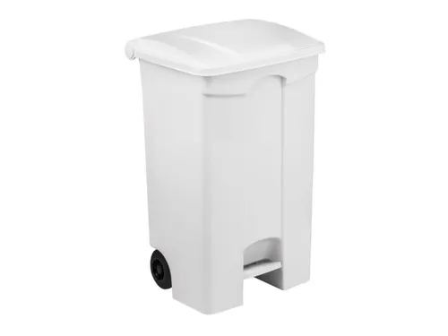Contitop,mobiele afvalbak met pedaal 90L wit