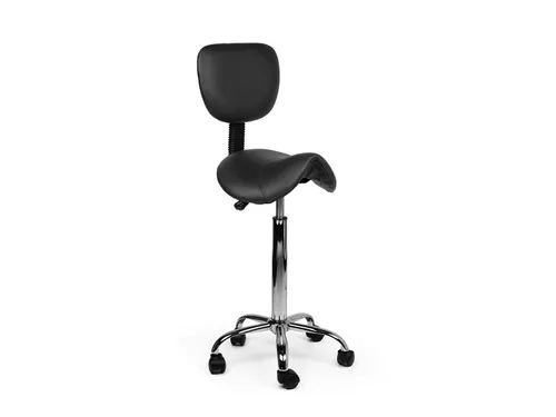 Zadelkruk Office rugleuning hoog harde wielen zwart