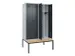 locker met bank,voor scheiding van kleding,HxBxD 2120x1200x815mm,4vak