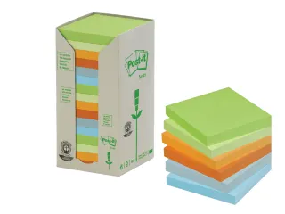 Memoblok 3m Post-it 654-1rpt 76x76mm 16 Stuks Recycled Assorti - 2
