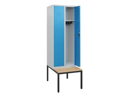 locker met bank,HxBxD 1950x600x815mm,2vak,vak B 300mm,cil.-slot