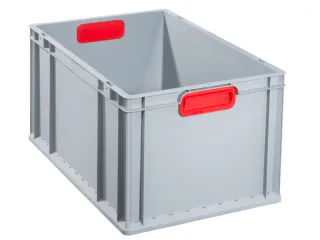 Euronorm-Stapelbak 600x400mm 320mm H Pp Wand/Bodem Gesloten Grijs/Rood - 1