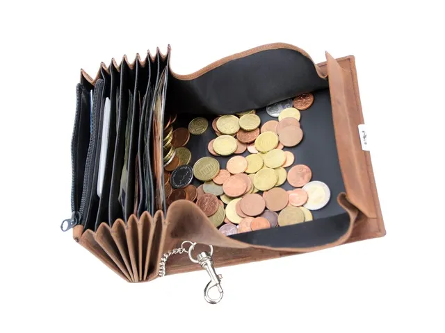 Kelnerportefeuille Alassio hunter leer bruin met metalen ketting 18,5x